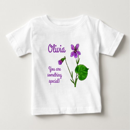 February birth flower Watercolor Violet Minimalist Baby T_Shirt