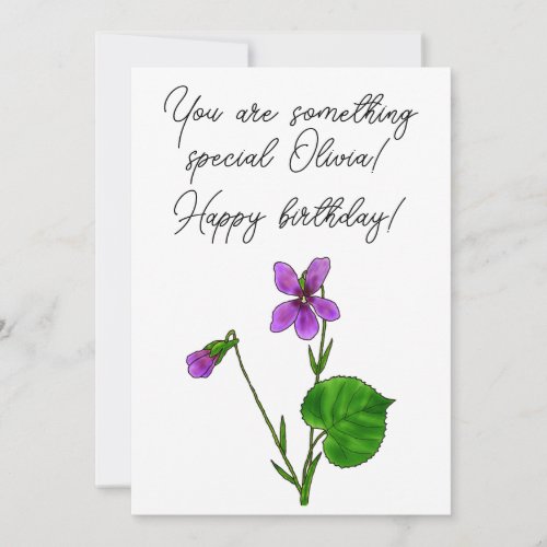 February birth flower Watercolor violet Minimalist Holiday Card