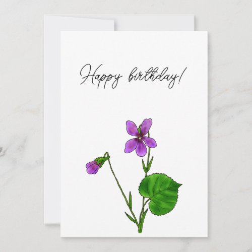 February birth flower Watercolor violet Minimalist Holiday Card