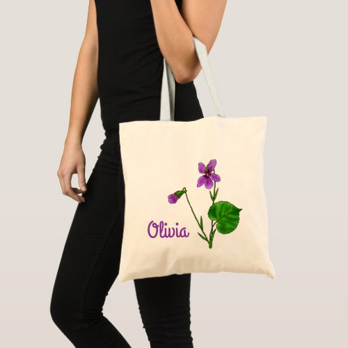 February birth flower Watercolor Violet Minimalist Tote Bag