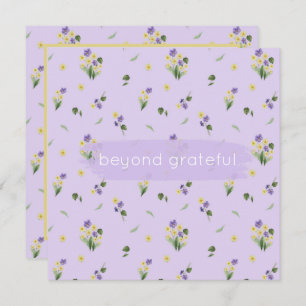 February Birth Flowers Primrose Violet Grateful Thank You Card