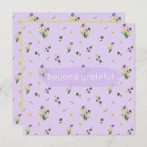 February Birth Flowers Primrose Violet Grateful Thank You Card