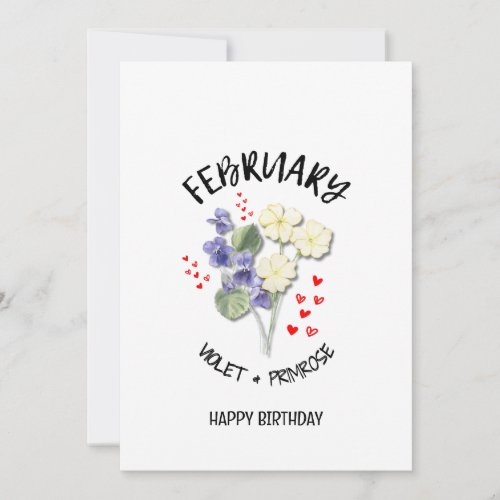 FEBRUARY Birth Month Flower Birthday Card