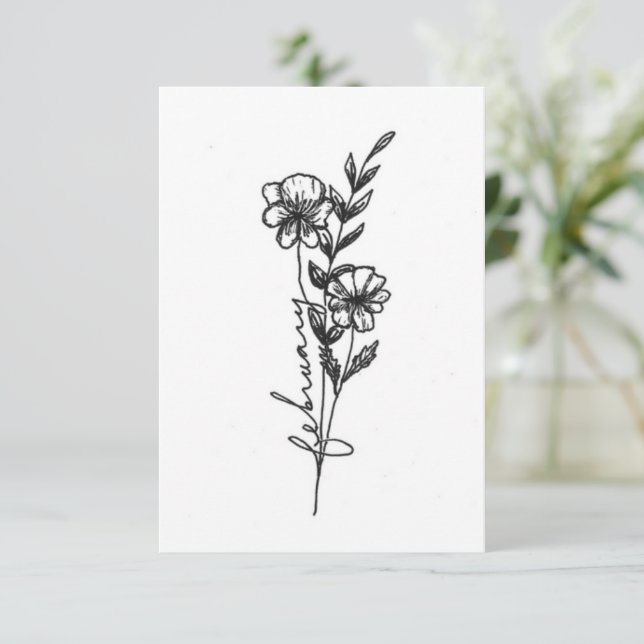 February birth month flower card (Standing Front)