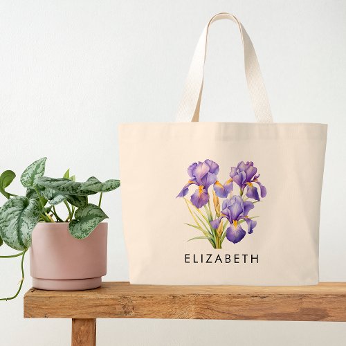 February Birth Month Flower Custom Gift for Her Large Tote Bag