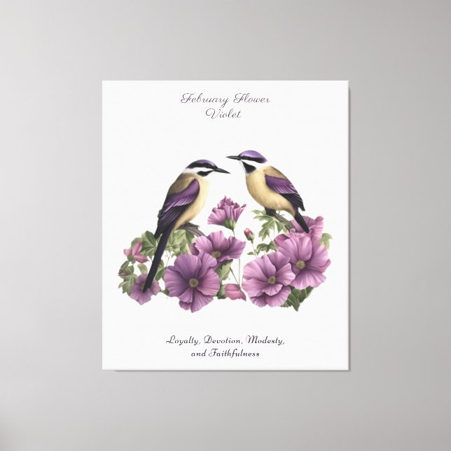 February Birth Month Flower Personalized Birthday Canvas Print (Front)