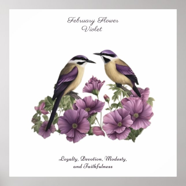 February Birth Month Flower Personalized Birthday Poster (Front)