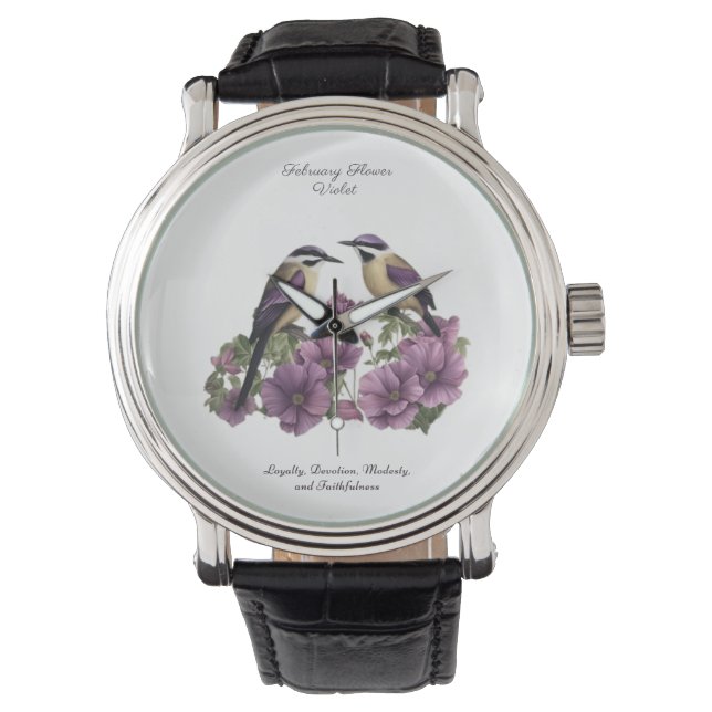 February Birth Month Flower Personalized Birthday Watch (Front)