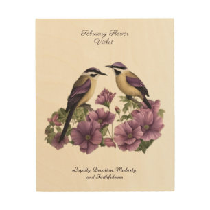 February Birth Month Flower Personalized Birthday Wood Wall Art