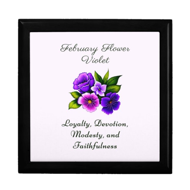 February Birth Month Flower Violet Delicate Floral Gift Box (Front)