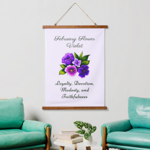 February Birth Month Flower Violet Delicate Floral Hanging Tapestry