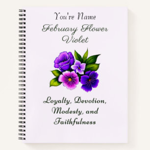 February Birth Month Flower Violet Delicate Floral Notebook