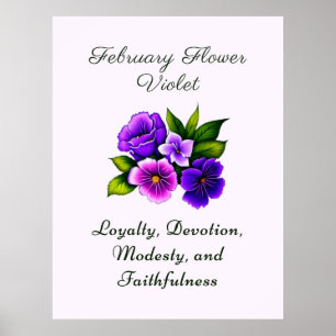 February Birth Month Flower Violet Delicate Floral Poster