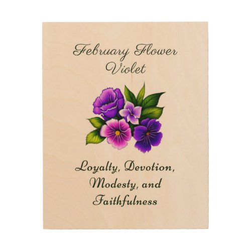 February Birth Month Flower Violet Delicate Floral Wood Wall Art