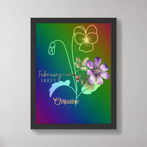 February Birth Month Flower Violet  Framed Art
