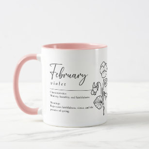 February Birthday Gift, Personalized Birth Flower Mug for Her