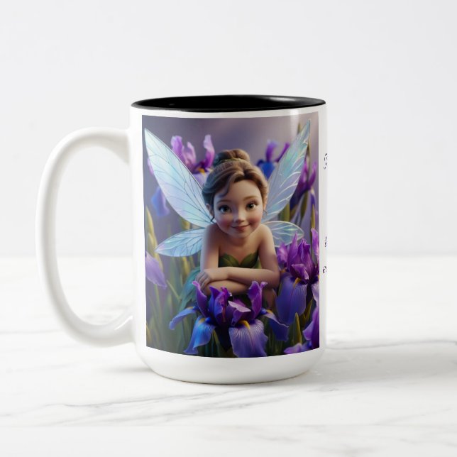 February Birth Month - Iris Flower Fairy - Two-Tone Coffee Mug (Left)