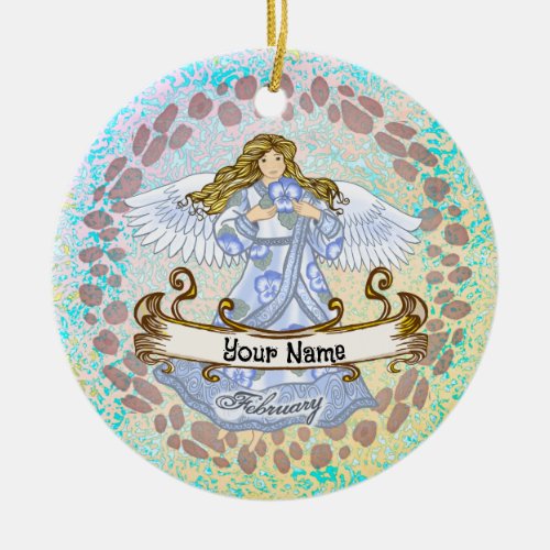 February Birthday Angel custom name Ornament