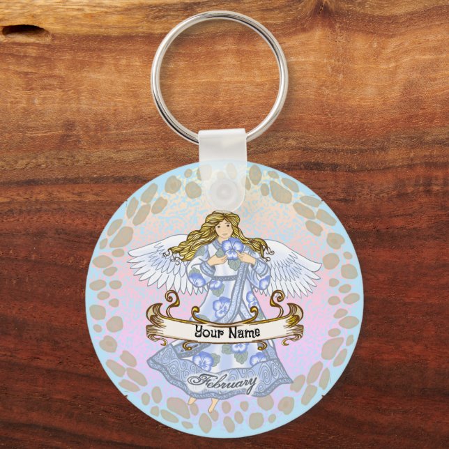 February Birthday Angel Keychain (Front)