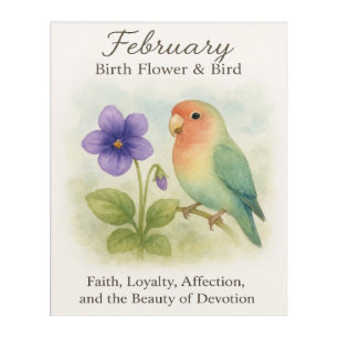 February Birthday Christian Floral Love Bird  Acrylic Print