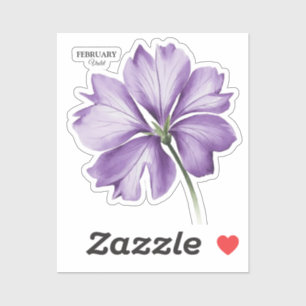 February Birthday Flower: Violet Personalized Gift Sticker