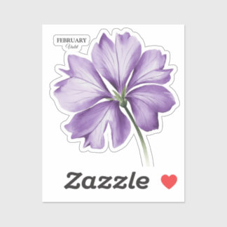 February Birthday Flower: Violet Personalized Gift Sticker