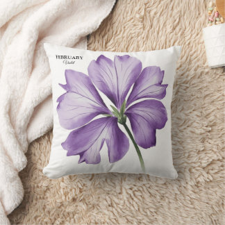 February Birthday Flower: Violet Personalized Gift Throw Pillow