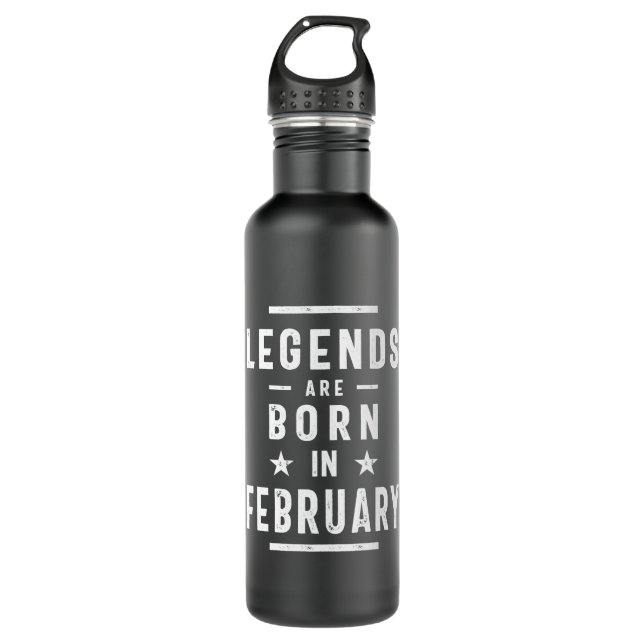 February Birthday Gift Legends Are Born In Februar Stainless Steel Water Bottle (Front)