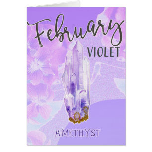 February Birthday Violet and Amethyst Birthstone Cards