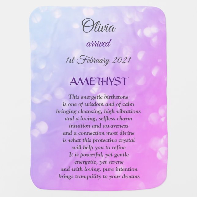 February Birthstone Amethyst design Baby Blanket (Front)