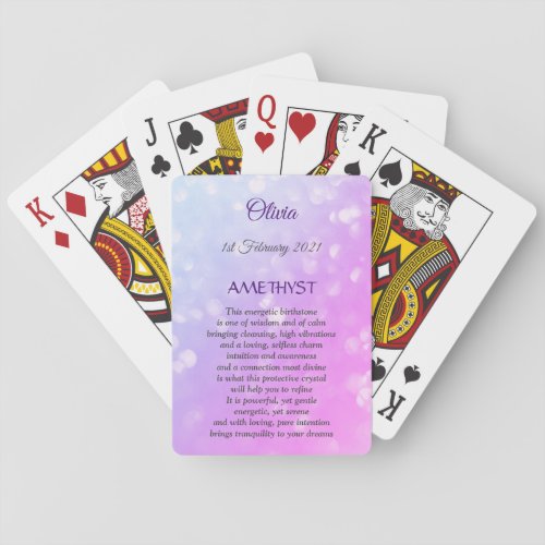 February Birthstone Amethyst design Playing Cards