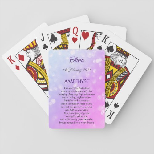 February Birthstone Amethyst design Poker Cards