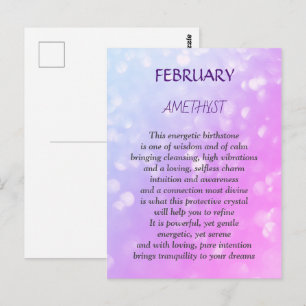 February Birthstone Amethyst design Postcard