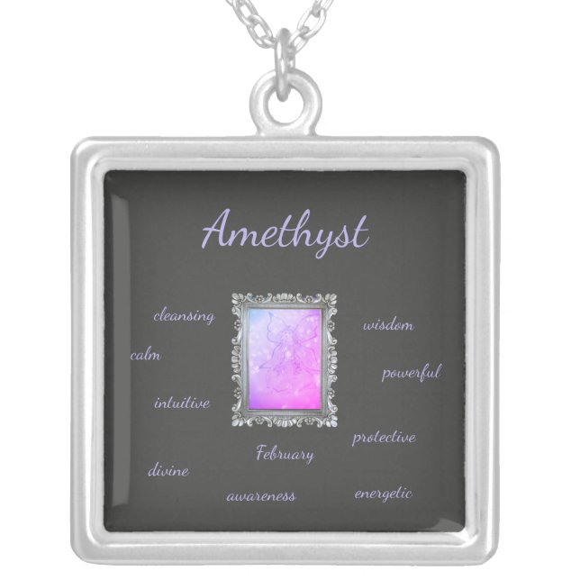 February Birthstone Amethyst Fairy themed Necklace (Front)