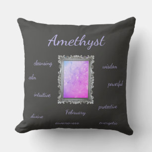February Birthstone Amethyst Fairy Throw Pillow