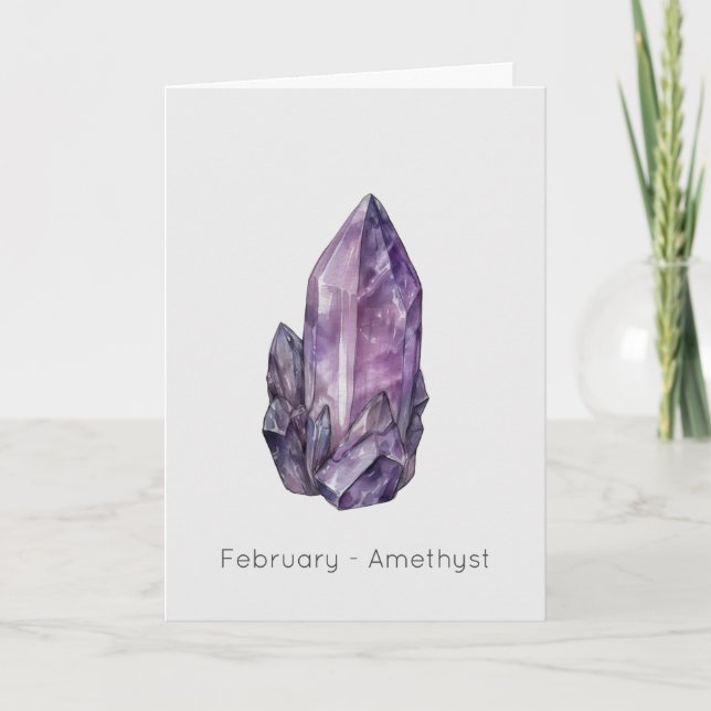 February Birthstone Amethyst Happy Birthday Card (Front)