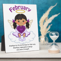 February Birthstone Angel Black Plaque
