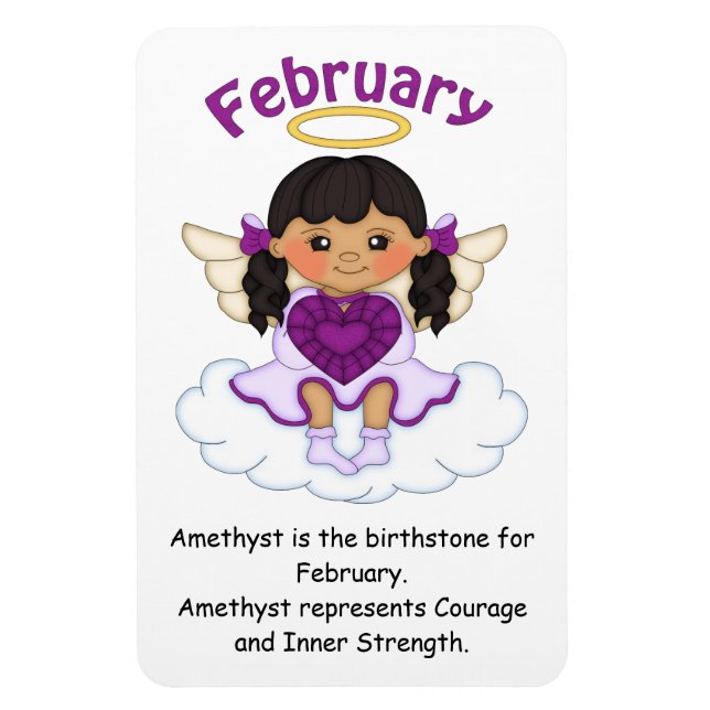 February Birthstone Angel Black Premium Magnet (Vertical)