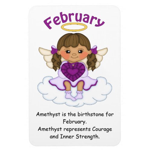 February Birthstone Angel Brunette Premium Magnet