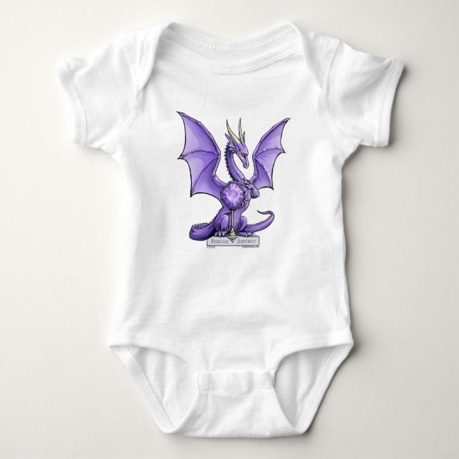 February Birthstone Dragon - Amethyst Baby Bodysuit (Front)