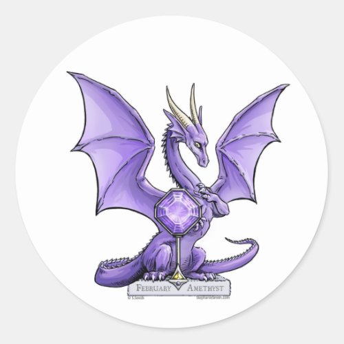 February Birthstone Dragon _ Amethyst Classic Round Sticker