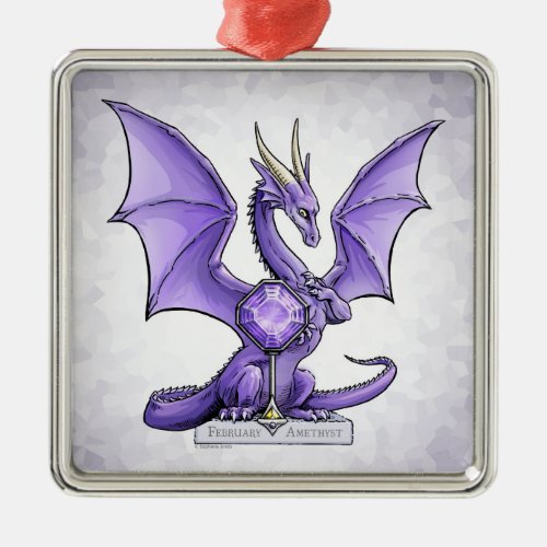 February Birthstone Dragon _ Amethyst Metal Ornament