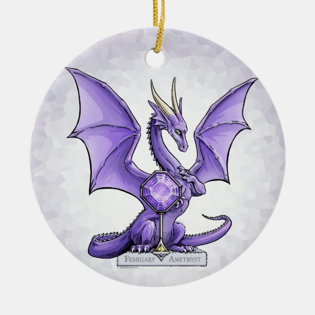 February Birthstone Dragon - Amethyst Ornament (Front)