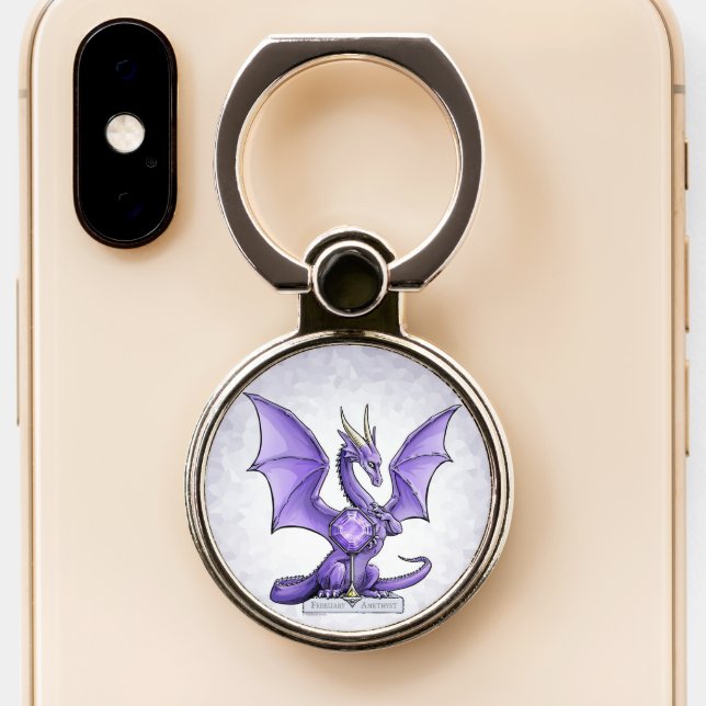 February Birthstone Dragon - Amethyst  Phone Ring Stand (Close Up)