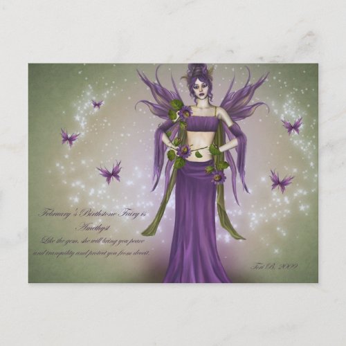 February Birthstone Fairy Postcard