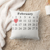 February Calendar - Move Heart over YOUR Day Throw Pillow (Blanket)