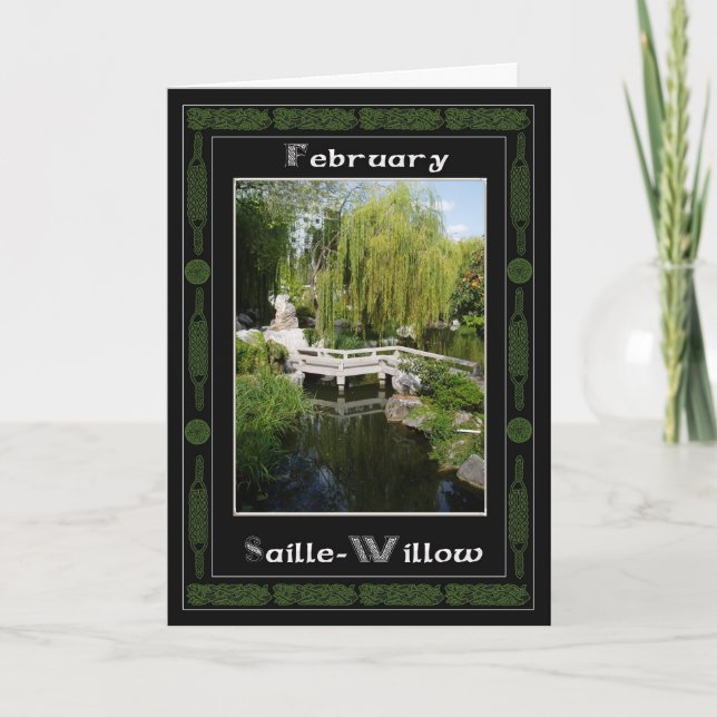 February Celtic Druid Birthday Tree Symbols Card (Front)