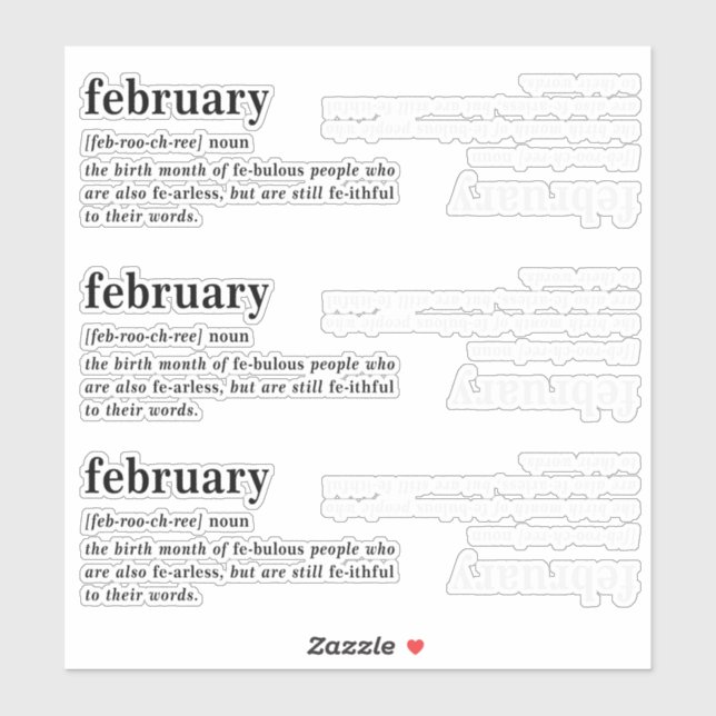 February Definition Birthday Sticker (Sheet)