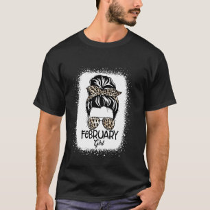 February Girl Messy Bun Bleached Glasses Leopard B T-Shirt