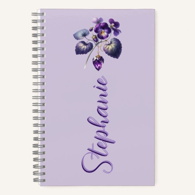 February Grace – Birth Flower & Gemstone Bookmark Notebook (Front)